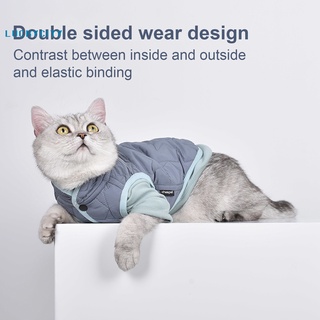 [luckycity] casual gato chaleco contraste color mascota perro gato ropa fácil de usar para invierno