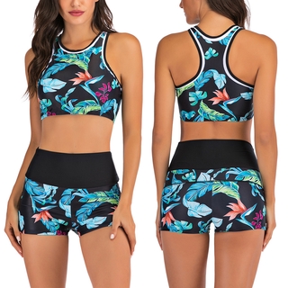 Jacksnyyqx Women Print Tube up Two Pieces Bikini Push-Up Swimsuit Swimwear Beachwear