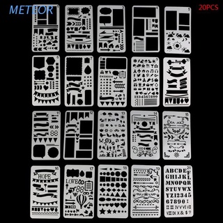 METE 20Pcs Bullet Journal Stencil Set Plastic Planner DIY Drawing Template Diary Decor Craft