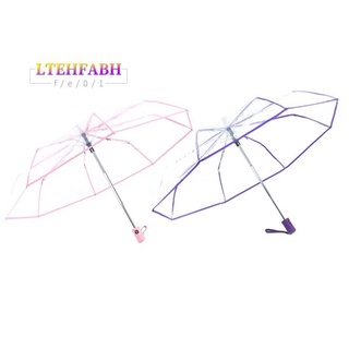 2x paraguas transparente automático paraguas lluvia mujeres hombres sol lluvia auto paraguas compacto plegable estilo a prueba de viento, transparente y púrpura borde y transparente + rosa frontera