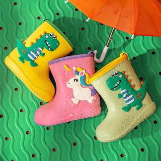 Niños niños botas de lluvia bebé niño niña EVA antideslizante al aire libre de dibujos animados dinosaurio botas de lluvia niños zapatos impermeables