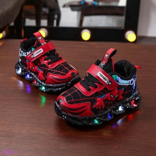 Los niños Casual zapatos de moda LED luz red transpirable suave correr deportes zapatos de caminar kasut