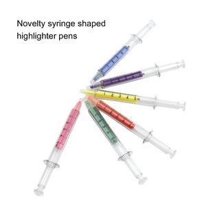 Listo stock6pcs lindo papelería tubo aguja jeringa marcador Nite escritor pluma (6)