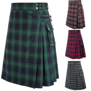[Readystock]Skirt 5 Yard Casual Kilt Cotton Blend Green Highland Men 4 Colors Pocket#fulloflove (1)