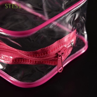 stes1 bolsa de almacenamiento de plástico pvc transparente bolsa de cosméticos neceser portátil de viaje maquillaje cremallera/multicolor
