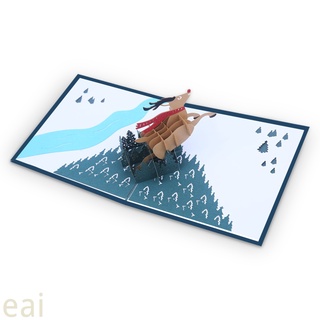 Feliz navidad tarjeta Animal decorativo saludo postal 3D cartón Pop Up año nuevo vacaciones adorno con sobre