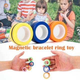 Anillo magnético de dedo alivio de ansiedad de estrés magnético Spinner anillo colorido descomprimido juego de dedo juguete para niños adultos