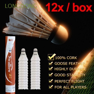 LONGDONG For Sports Badminton Balls White Shuttlecock Goose Feather Training Elastic Game Cork Outdoor Sports 12 Pcs/Multicolor