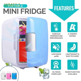 WMES1 4L coche refrigerador portátil caja de enfriamiento nevera viaje Mini calentador Ultra silencioso comida al aire libre congelador/Multicolor (1)