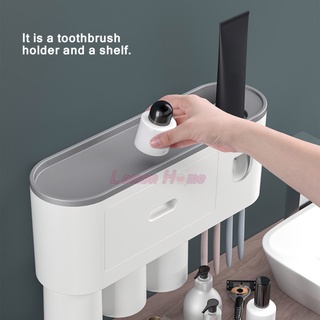 Lt - soporte multifunción para cepillo de dientes con dispensador automático de pasta de dientes y cajón de almacenamiento sin perforaciones montado en la pared organizador de baño