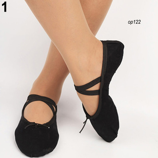 Op_mujeres niñas adulto suela suave Ballet zapatos de baile Fitness gimnasia zapatos de lona (2)