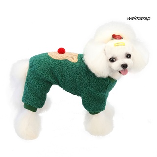 [Wmp] navidad mascota dibujos animados patrón de cuatro patas abrigo con capucha cierre botón ropa de perro (7)