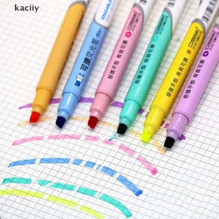 kaciiy 6 colores borrables resaltadores pastel marcadores de doble punta fluorescente pluma papelería mx (6)