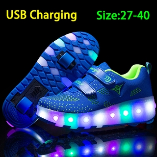 Zapatos de rueda de luz LED para niños y niñas zapatos de rodillo zapatos de juego