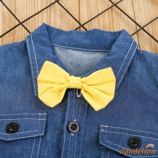 Mono Manga corta con cuello ajustado Azul con lazo amarillo Para bebés/niños De 0-24 Meses (2)