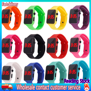 Nt sports reloj de pulsera electrónico LED con correa de goma de Color sólido cuadrado para niños