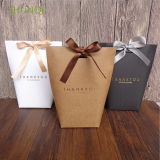 shunqi 5pcs caja de caramelo blanco bolsas de regalo cajas de regalo galletas dragee papel kraft negro merci regalo caja de embalaje suministros
