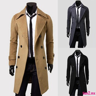 outwear solapa abrigo de los hombres slim fit botón cortavientos cálido otoño invierno casual doble botonadura trabajo de negocios (1)