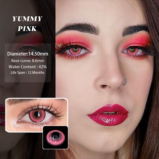 uyaai 1 par de lentes de contacto color de contacto para ojos rosa anual cosmético para influencer verde cosplay lentes yummy serie-rosa