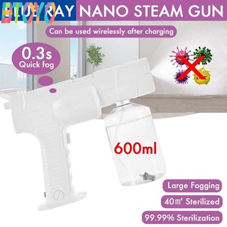 [En stock] USB-600ML Luz Azul Inalámbrica Recargable Nano Pistola De Vapor Atomizante Niebla Desinfección-Mezcla