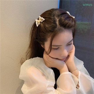 WMES1 Transparente Abrazadera Dulce Horquilla Pata de mariposa Coreano Elegante Chica Taladro de agua Aleación Adorable Horquilla de perla