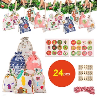Candy 24 unids/set bolsa de caramelos de navidad creativo cordón bolsas de embalaje fiesta Favor bolsa de regalo