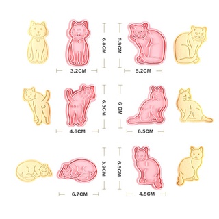 6 unids/set 3d molde de galletas de dibujos animados en forma de gato plástico molde de galletas diy hogar hornear galletas prensa hornear hornear (4)