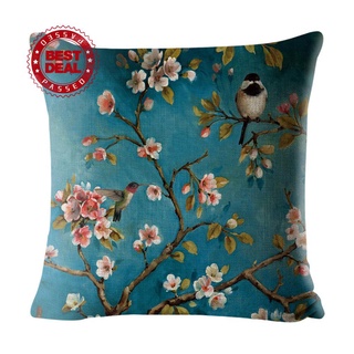 1 funda de almohada de lino y flores de pájaro, funda de almohada para abrazo de flores, decoración del sofá, hogar m1z2