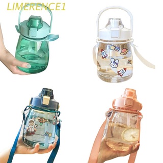 LIME Large Water Bottle Cute Water Bottle Portable Water Cup Large Capacity Straw Water Bottle Bottles with Strap for Outdoor