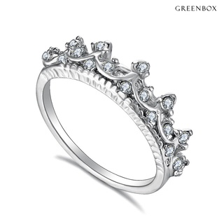 Greenbox anillo de dedo con incrustaciones de diamantes de imitación de corona hueca para mujer joyería de boda regalo