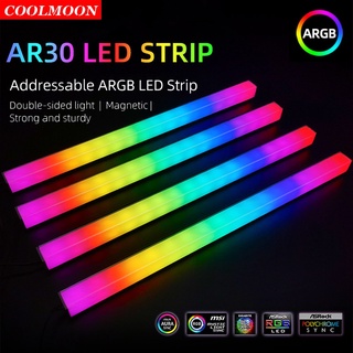 Coolmoon 30cm 5V 3Pin AURA SYNC RGB LED tira ARGB luz suave barra de ordenador caso DIY iluminación (1)