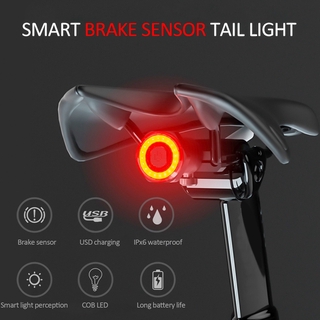 Luz trasera inteligente Ultra brillante para bicicleta, luz de freno recargable USB, accesorios LED traseros de alta intensidad cabe en cualquier bicicleta de carretera. fácil de instalar para ciclismo luces traseras de seguridad (2)
