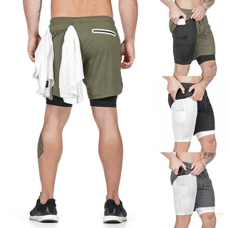 pantalón corto deportivo de secado rápido con bolsillo incorporado para correr/correr de verano para hombre