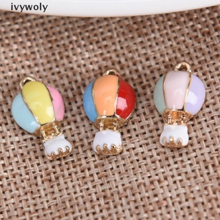 Ivywoly 10Pcs Plated Enamel Alloy Hot Air Balloon Charms Pendants DIY Jewelry Findings MX