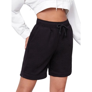 anana-pantalones cortos casuales de verano para mujer, color sólido, cordón, cintura alta, pantalones cortos