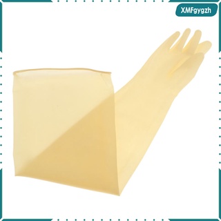 [xmfgygzh] 1 par de guantes de trabajo de látex resistentes a químicos de laboratorio industrial de 75 cm amarillo