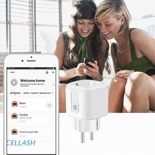 Cellash Portátil Inteligente Socket Tuya WiFi EU Smart Plug 16A Trabajo Con Alexa Life