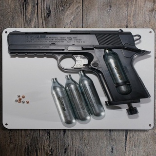 Rosman CO2 Revolver pistola Metal placa pintura estaño signo (1)