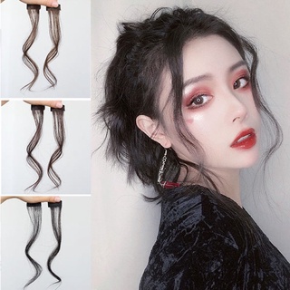 HONGBIN Invisible Pedazo de cabello coreano Clip en extensiones de cabello Flequillo de pelo falso Flequillo de aire Sintético Mezcla Natural Mujer Pieza de peluca Flequillo lateral del pelo/Multicolor (6)