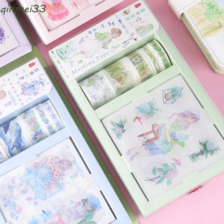 Qinmei suministros escolares cinta de papel DIY diario enmascaramiento cinta adhesiva de dibujos animados pegatina Memo Pad Scrapbooking suministros de oficina papelería etiqueta pegatina decorativa (1)