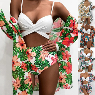<Bikini> conjunto de traje de baño de las mujeres Floral impresión de hoja acolchado vendaje sujetador de cintura alta calzoncillos Cargidan trajes de baño para el verano