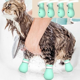 caliente promoción 4pcs gato pata cubierta ajustable mascota gato pata protector para baño suave silicona anti-arañazos zapatos gato aseo suministros cod