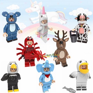 Cartoon Animal Minifigures Unicorn Elk Koala Compatible Lego Building Blocks Toys for Children Gifts