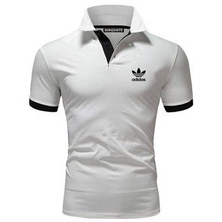 Verano de los hombres de manga corta Polo T-Shirt Adidas Business Casual solapa Golf Polos camisa de tenis Top (1)