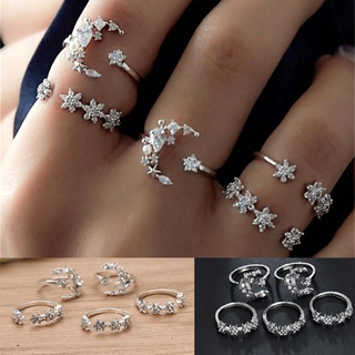5 unids/Set anillos diminutos luna dedo anillo conjunto de joyería femenina