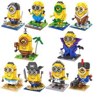 Loz Minions Micro bloques de plástico de dibujos animados Mini bloques Mini Mini niños DIY juguetes de construcción juguetes niños regalos niña regalo de cumpleaños 9607-9611