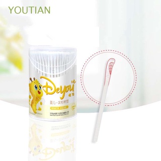 YOUTIAN 200 Pcs/set Cotton Pads Belly Button Cotton Buds Disposable Cotton Swab Newborn Nose Cleaning Baby Care Tool Ears Double Head Paper Sticks