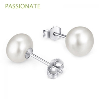 PASSIONATE 1 Pair Earrings jewelry Silver Plated Pearl Women White Elegant Ear Fashion Lady Studs