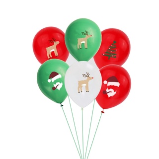 12 pulgadas globo de látex de navidad rojo verde árbol de navidad santa claus impreso globo decoración de navidad (6)
