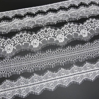 (3 metros/lote) pestañas blancas tela de encaje de costura cinta de ropa de boda decoración del pelo adorno adorno cortina Material